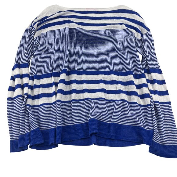 Lilly Pulitzer Blue & White Striped Linen Lightweight Sweater size large - Picture 5 of 5